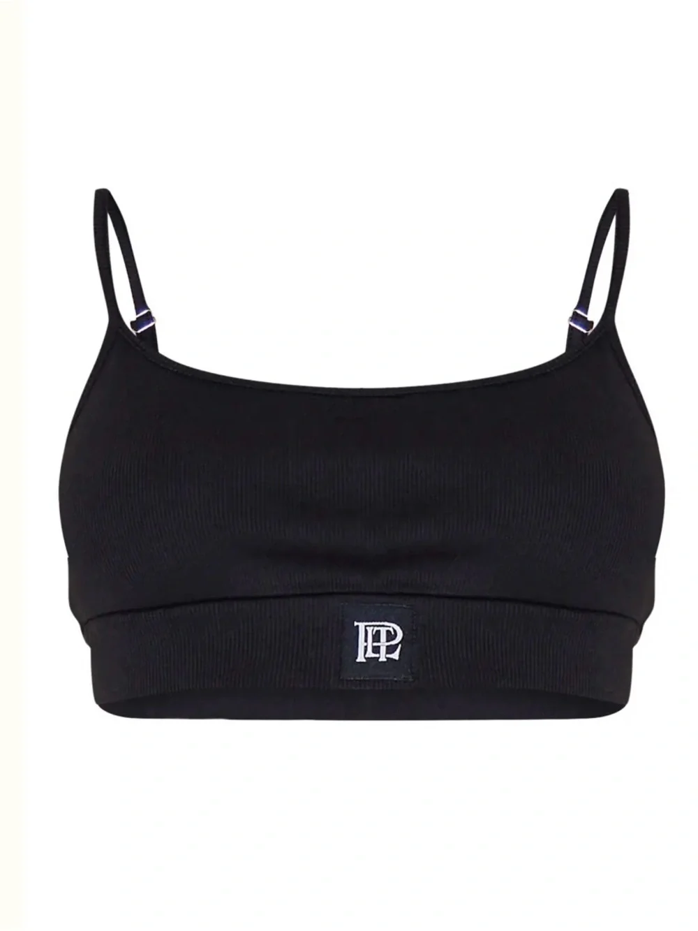 PRETTYLITTLETHING BLACK SLEEP RIB TONAL ELASTIC BRALET